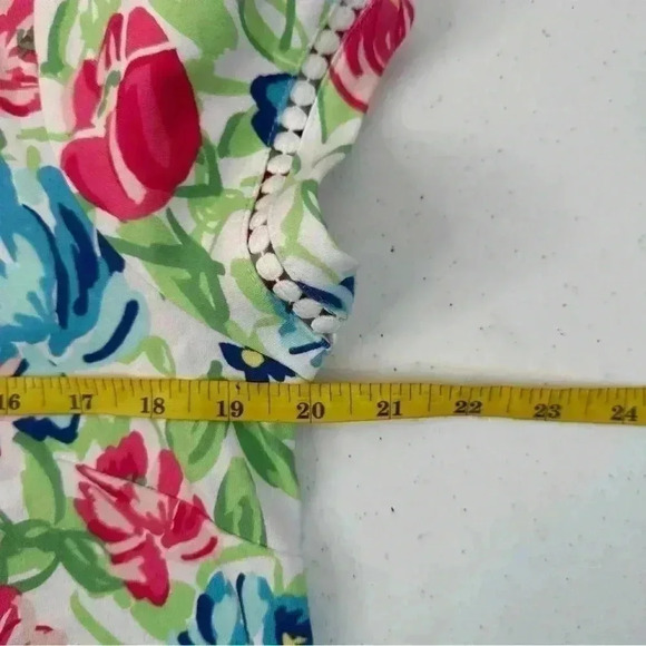 Talbots Petites Cotton Bright Floral Multicolor Knee Length Dress Size MP - Picture 6 of 10